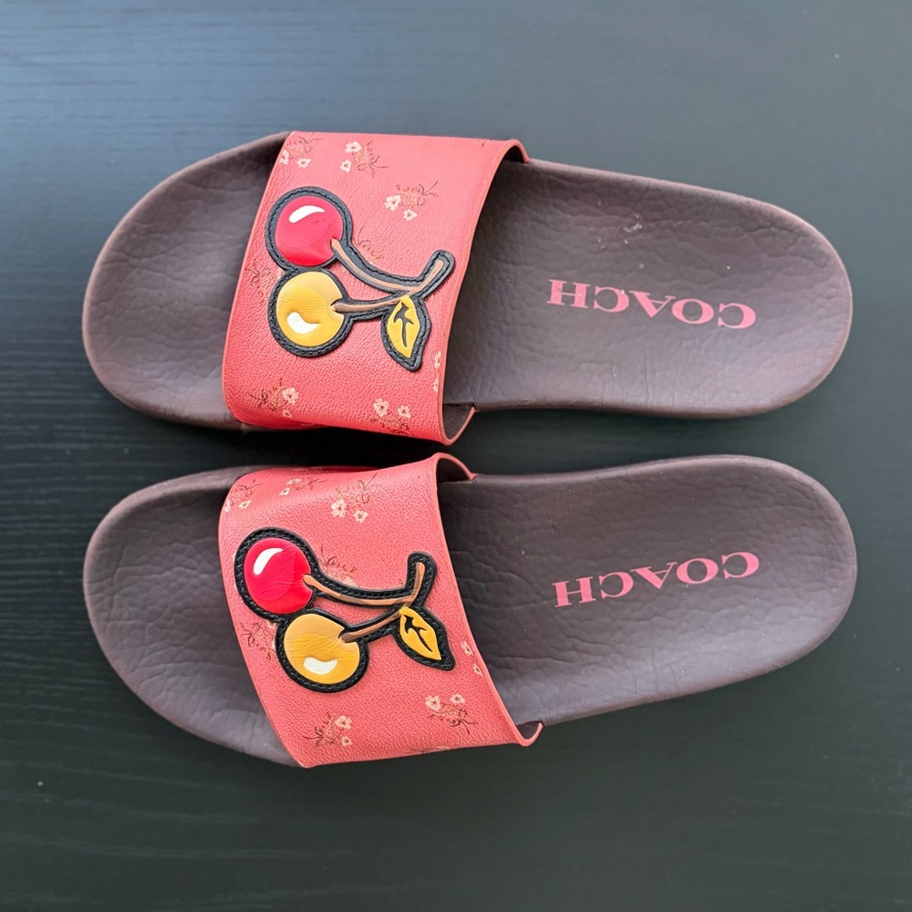 Coach Udele Sport Slides with Limited Edition Cherry Print Detail, SZ 7 🍒 - Picture 3 of 8
